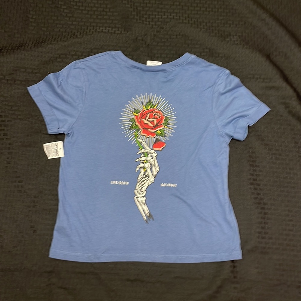 Empyre Yohanna Blue Horizon Skull Rose Life/Death Day/Night Shirt Size Small